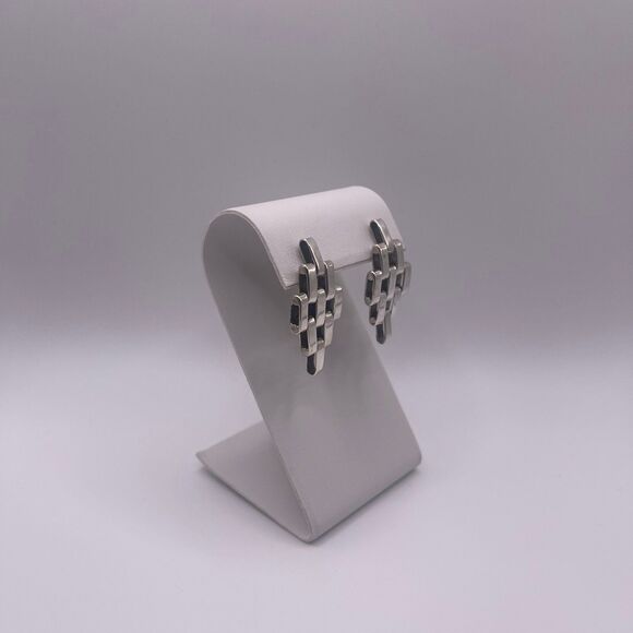 Teocalli Made in Mexico Sterling Silver Watch Link Splicing Statement Earrings - Picture 11 of 11